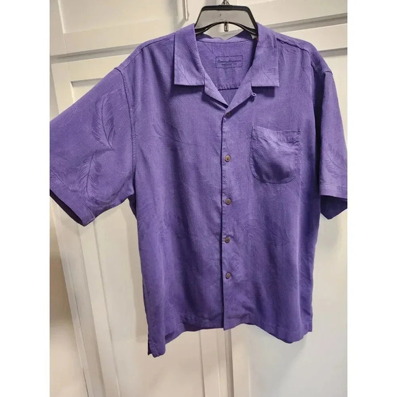 Tommy Bahama 100% Silk Tropical Textured Button Down Shirt Sz L - Picture 1 of 10